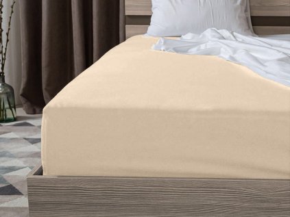 Elegantní Jersey prostěradlo světle béžové 90 x 200 cm do moderní ložnice