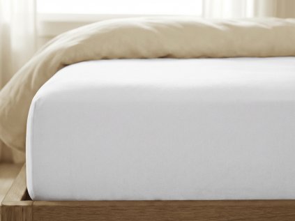 Bílé jersey prostěradlo s lycrou 90x200 cm na jednolůžko