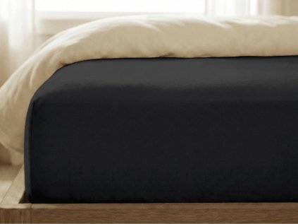 Černé jersey prostěradlo s lycrou 90x200 cm