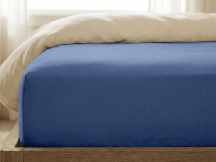 Jersey prostěradlo s lycrou modré 90 × 200 cm – klasická barva a pohodlí