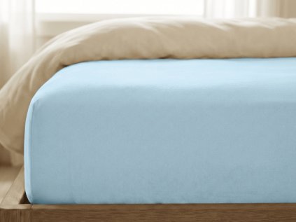 Jersey prostěradlo s lycrou světle modré 90 × 200 cm – jemné a svěží