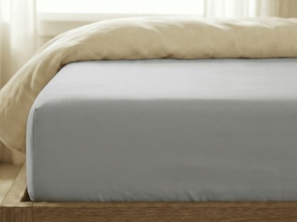 Jersey prostěradlo s lycrou světle šedé 180 x 200 cm na dvoulůžko