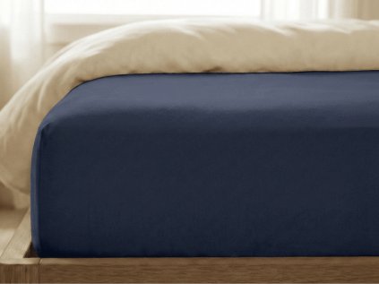 Jersey prostěradlo s lycrou námořnicky modré 180 × 200 cm – elegantní a pohodlné