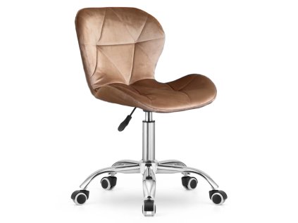 Moderní kancelářské křeslo AVOLA VELVET světle hnědé s kolečky