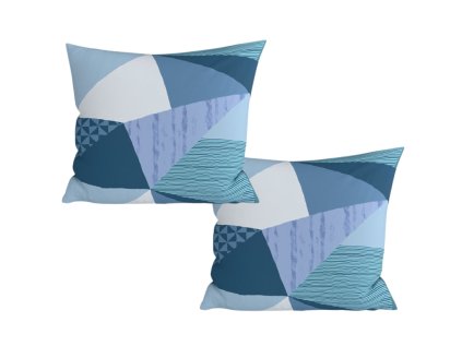 Sada 2 povlaků NARKEL 45x45 cm z mikrovlákna – moderní geometrie v modrých tónech