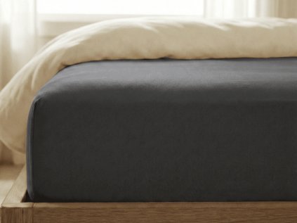 Tmavě šedé jersey prostěradlo s lycrou 180x200 cm