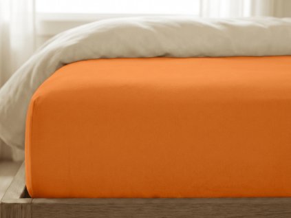 Oranžové jersey prostěradlo s lycrou 180x200 cm