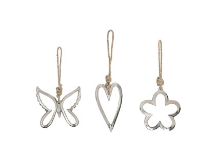 Sada 3 kovových ozdob LUCKY PRAY stříbrné – AKCE, II. jakost