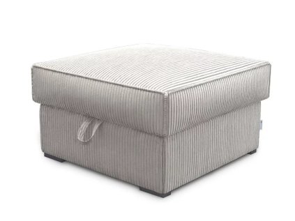 Krémový taburet COSARO s úložným prostorem a manšestrovým potahem