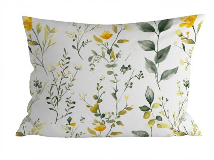 Povlak na polštář z mikrovlákna CITRUS GARDEN bílý 70x90 cm s jemným botanickým vzorem
