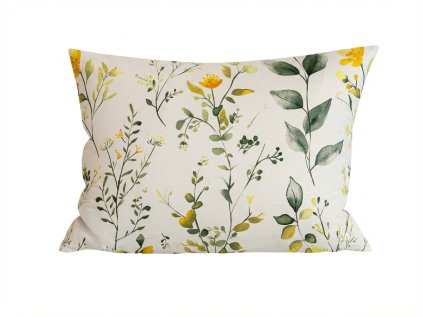 Povlak na polštář z mikrovlákna CITRUS GARDEN bílý 50x70 cm s botanickým vzorem