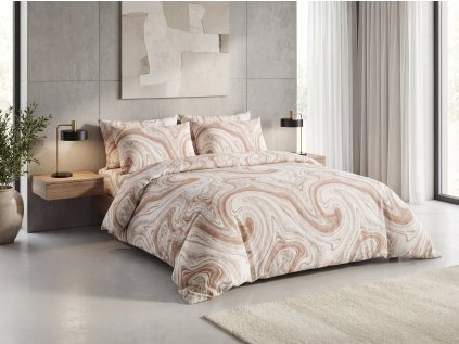 Povlečení z mikrovlákna NUDESTONE béžové s elegantním mramorovým vzorem