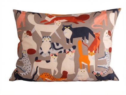 Povlak na polštář z mikrovlákna CATMOSPHERE 70x90 cm, barevný s motivem koček