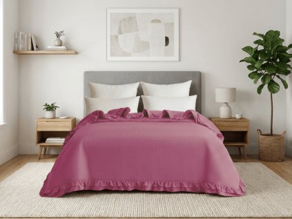 Elegantní Přehoz na postel MONTEGO, tmavě růžový pro moderní ložnici