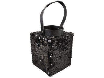Lucerna s flitry LOFTY GLAM 27 cm černá s elegantním třpytivým designem