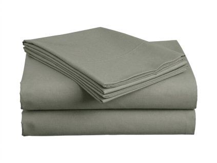 Bavlněné prostěradlo BASIC 200x220 cm světle šedozelené – extra jemné a prodyšné