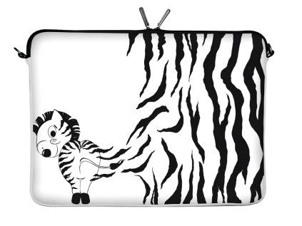 Bílý obal na notebook 10.2" ZEBRA s černobílým zvířecím motivem
