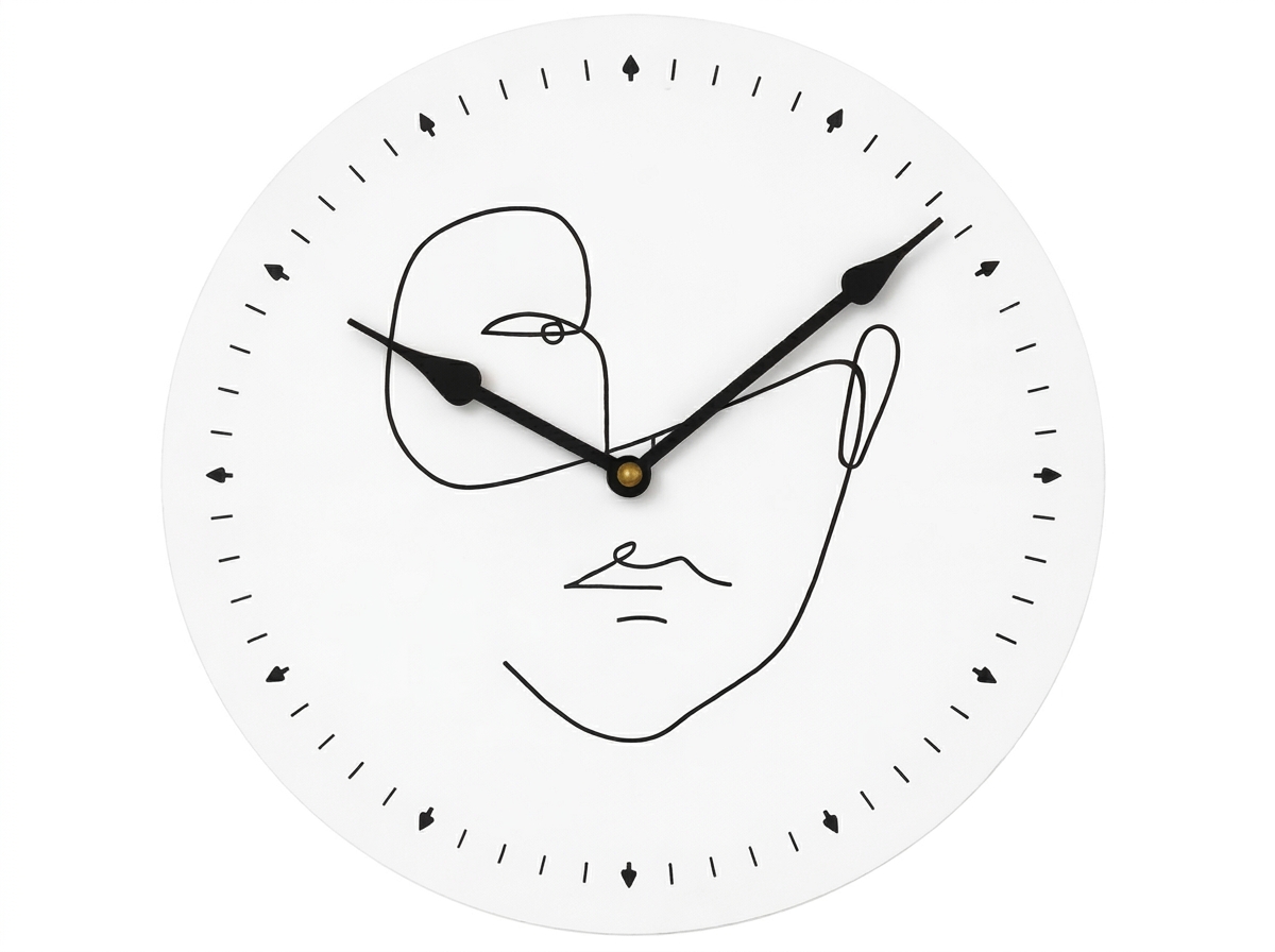 Nástěnné hodiny LINE FACE 29 cm, bílé