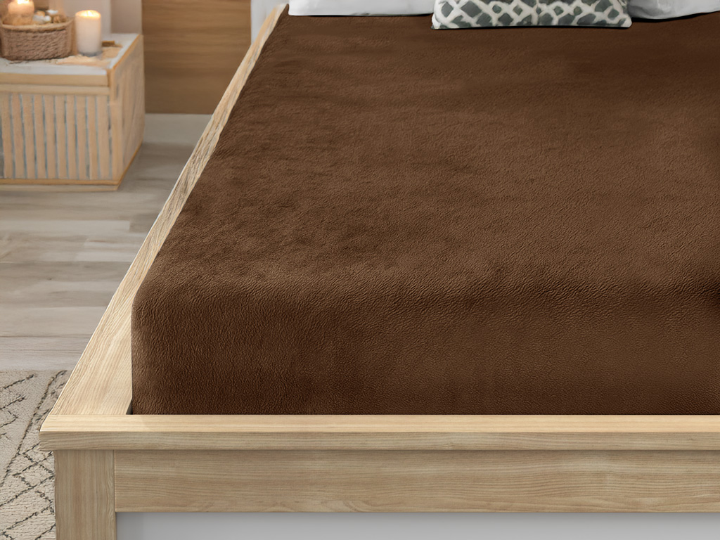 Prostěradlo mikroplyš 90x200 cm tmavě hnědé