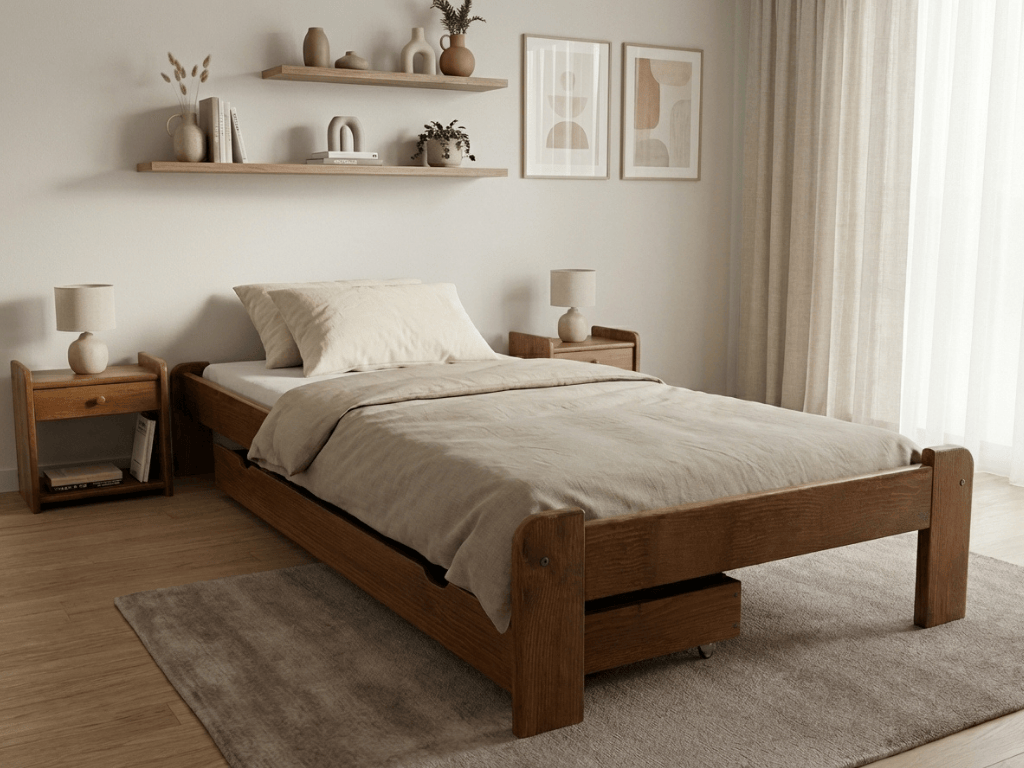 Postel ADA 90 x 200 cm, dub Rošt: S laťkovým roštem, Matrace: Matrace Somnia 18 cm