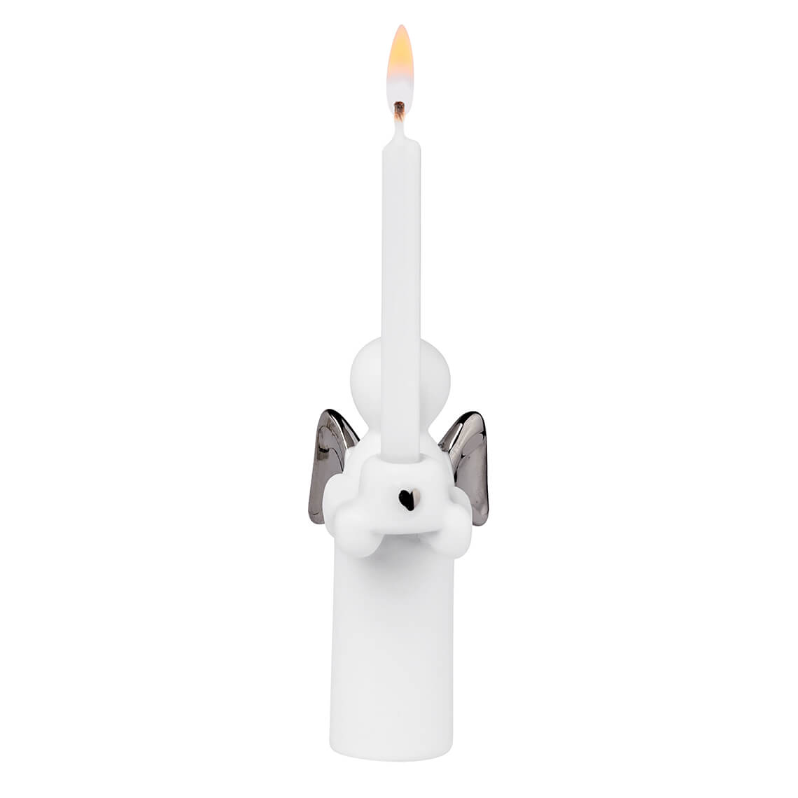Porcelánový svícen ANDĚL se stříbrnými křídly