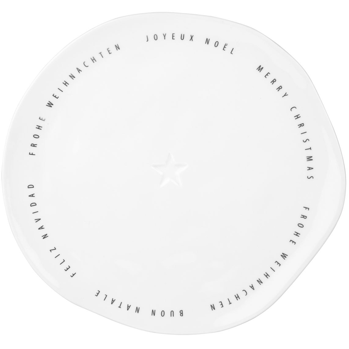 Bílý porcelánový talíř MERRY CHRISTMAS