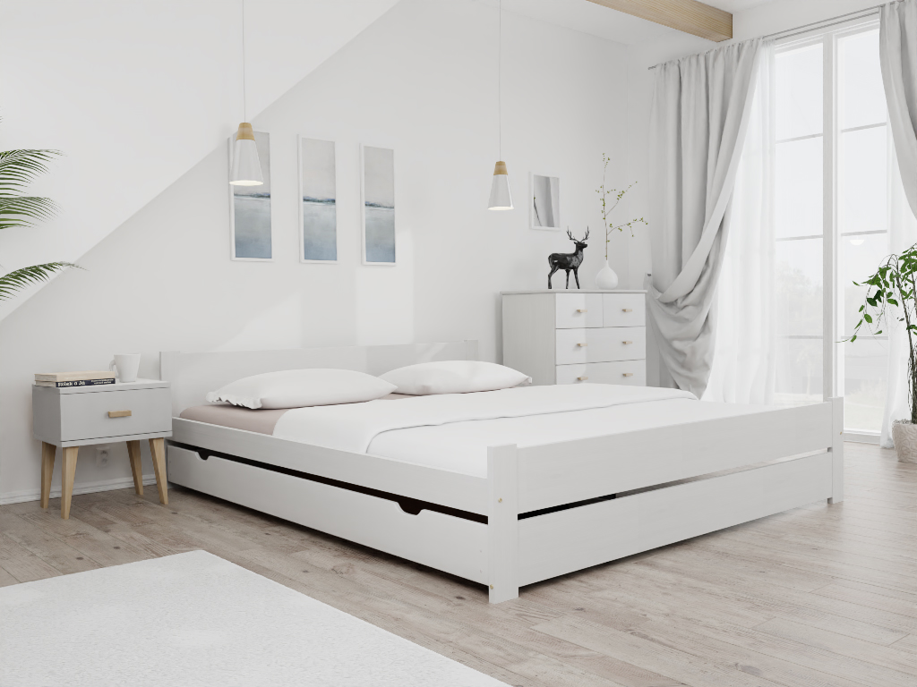 Postel IKAROS DOUBLE 180 x 200 cm, bílá Rošt: S laťkovým roštem, Matrace: Matrace Sommera 18 cm (obrázek 6)