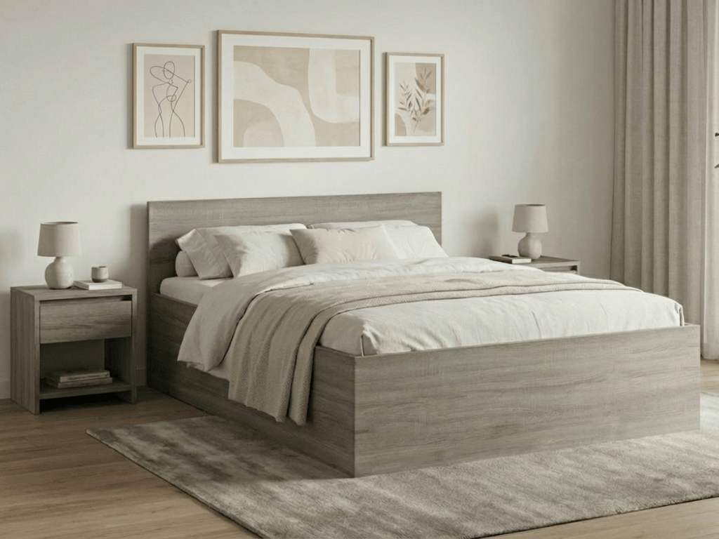 Postel SOFIA 160 x 200 cm, dub lanýž Rošt: S laťkovým roštem, Matrace: Matrace Somnia 18 cm