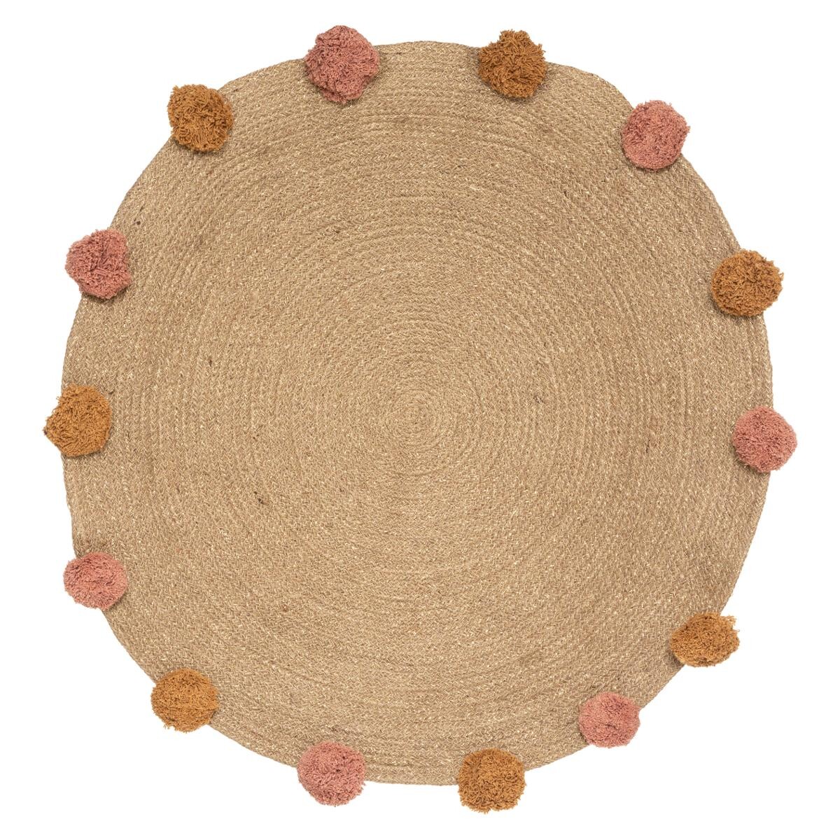 Dětský jutový koberec POMPONS 78 cm