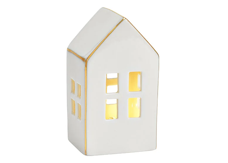 Bílý LED porcelánový domeček SHINY HOUSE