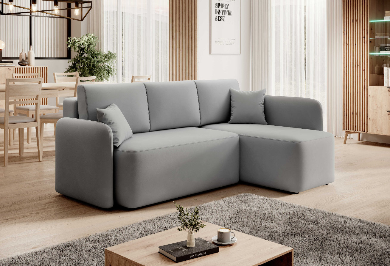 Světle šedá rohová sedací souprava HADSON Varianta: Pravý roh