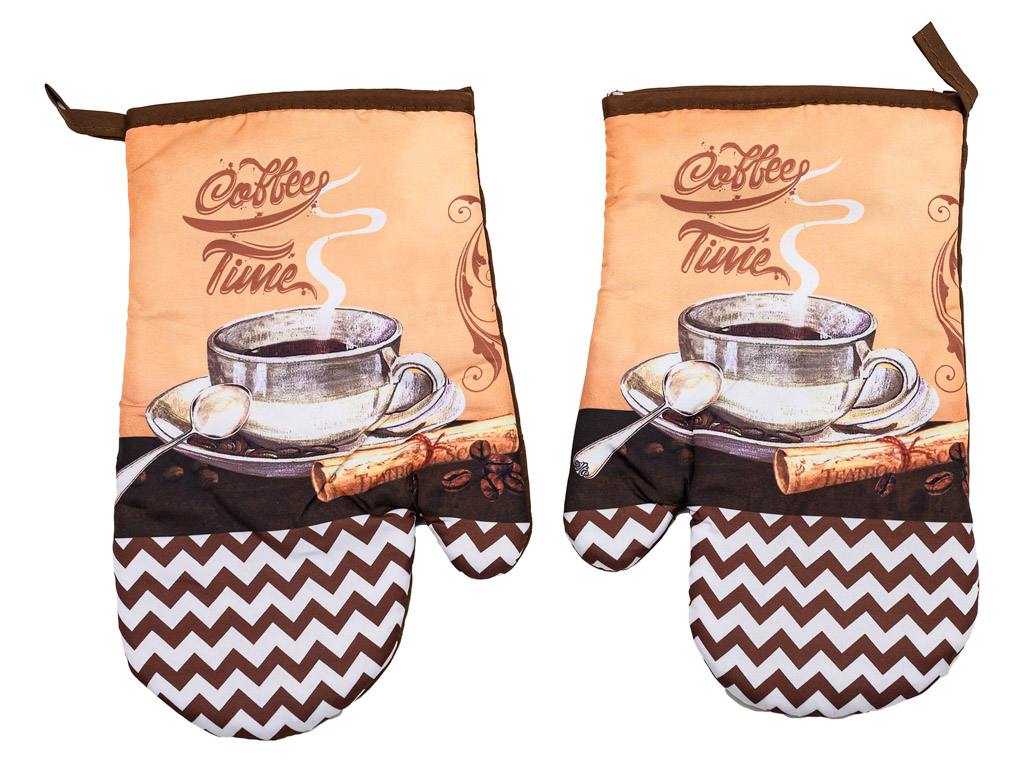 Sada 2 hnědých chňapek s magnetem COFFEE