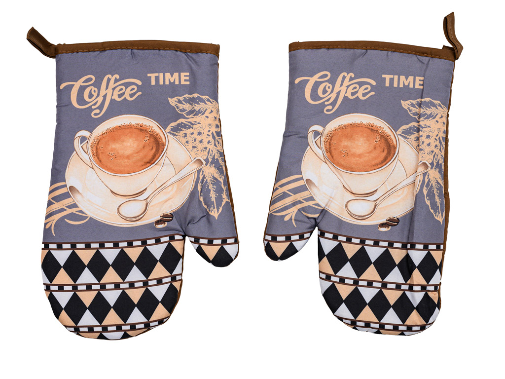 Sada 2 šedých chňapek s magnetem COFFE BREAK