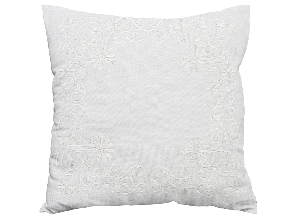 Dekorační povlak na polštář BLOSSOM ORNAMENT 40x40 cm, bílý
