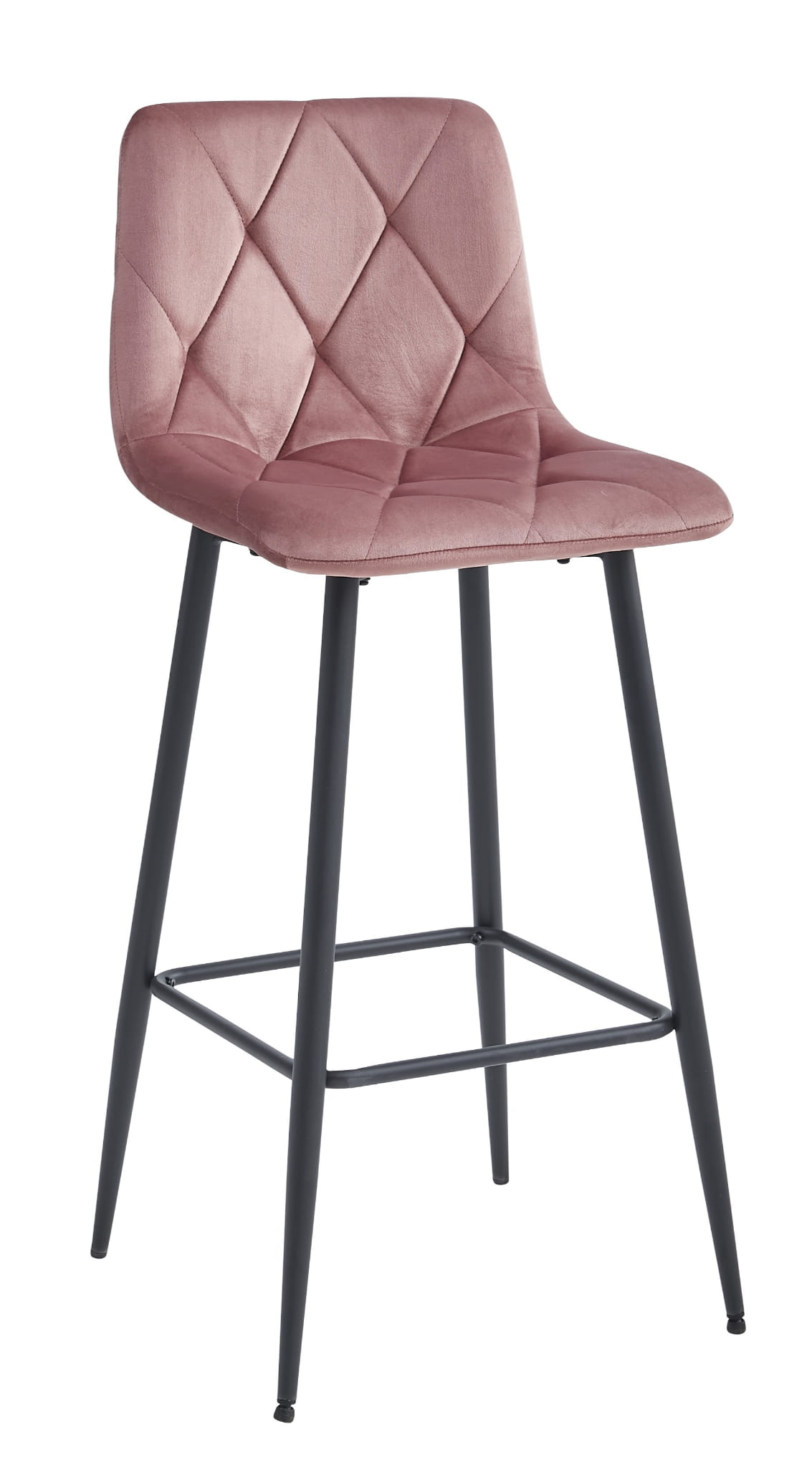 Tmavě růžová barová židle NADO VELVET s černými nohami