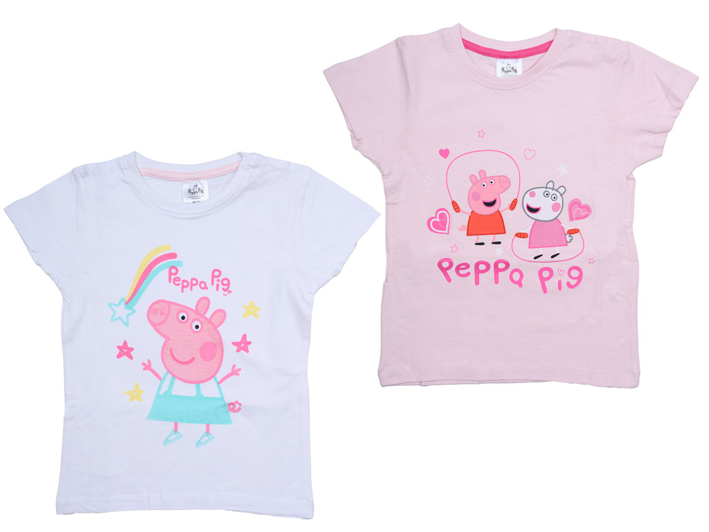Dětské tričko 2 ks PRASÁTKO PEPPA světle růžové/bílé - různé velikosti Velikost: 110 - 116