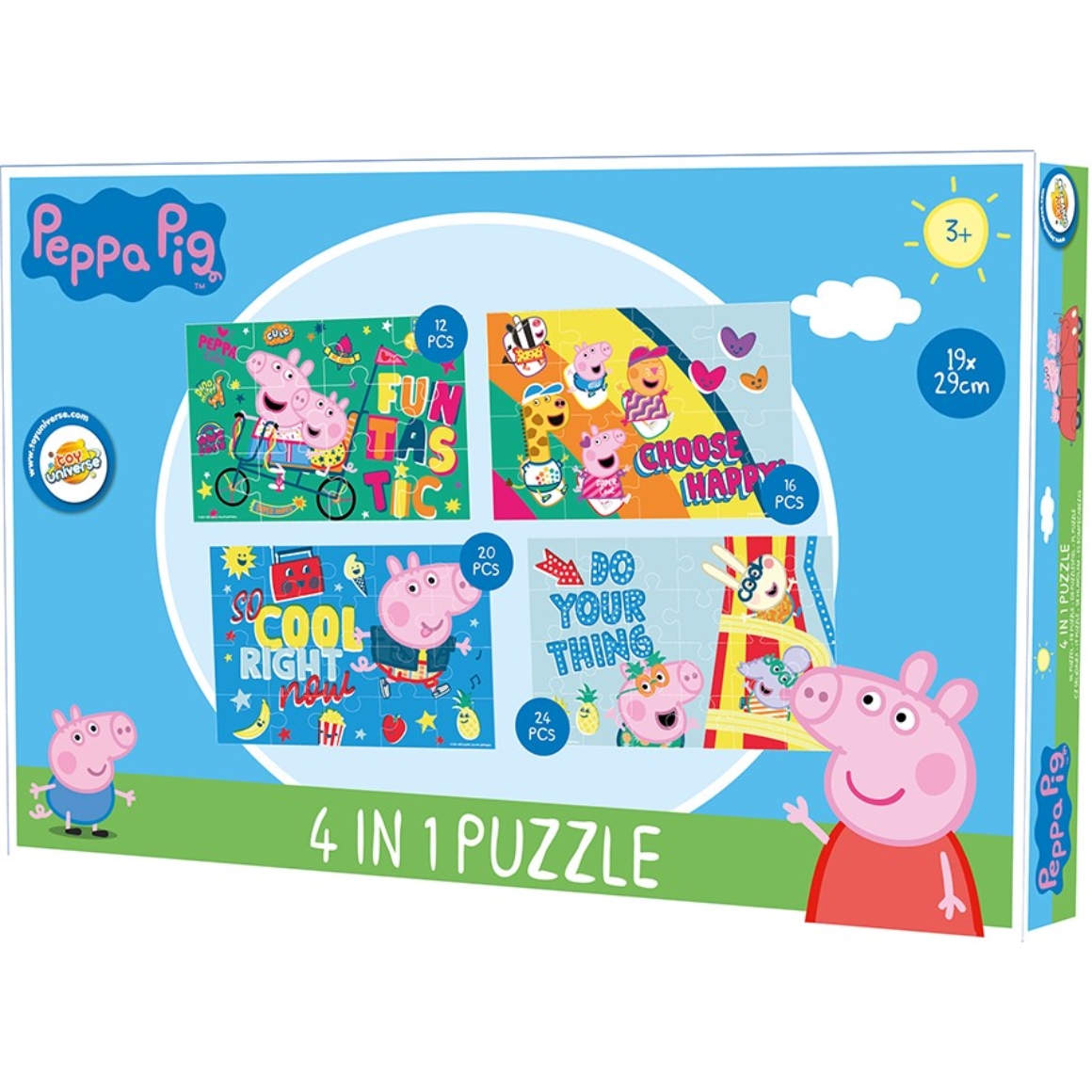 Dětské puzzle 4v1 PRASÁTKO PEPPA a kamarádi, 19x29 cm