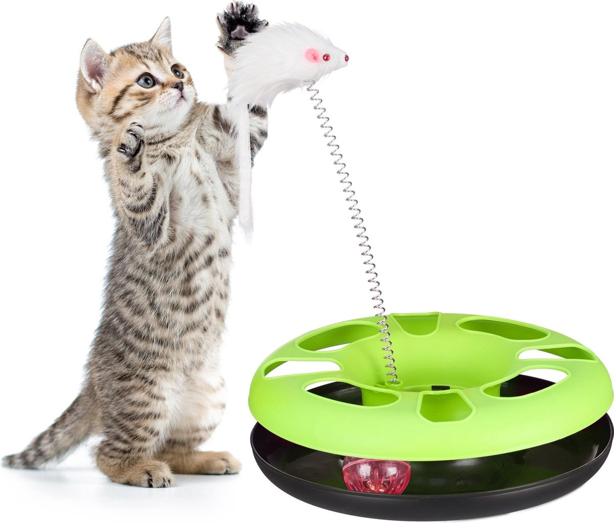 Kuličková dráha pro kočky s myší RELAXDAYS zelená