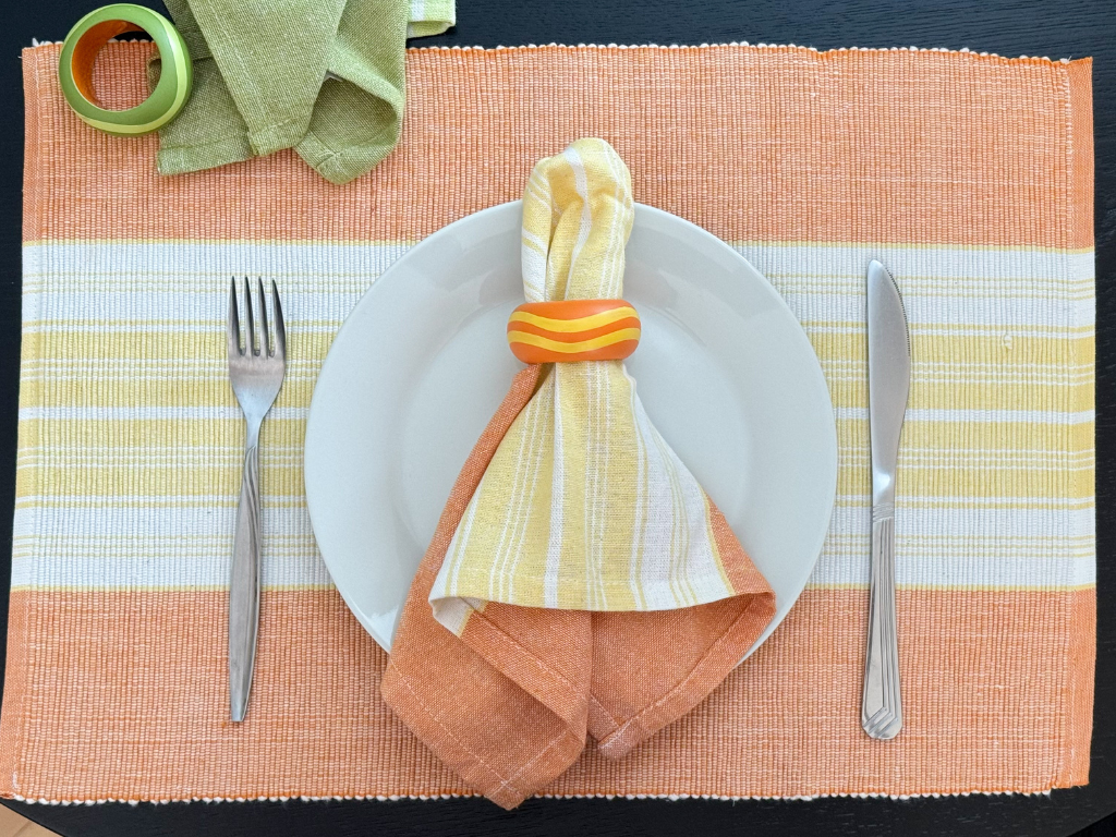 Bavlněný set prostírání 32x47 cm s ubrouskem 40x40 cm FOOD Barva: Oranžová Rodinné balení s akční cenou
