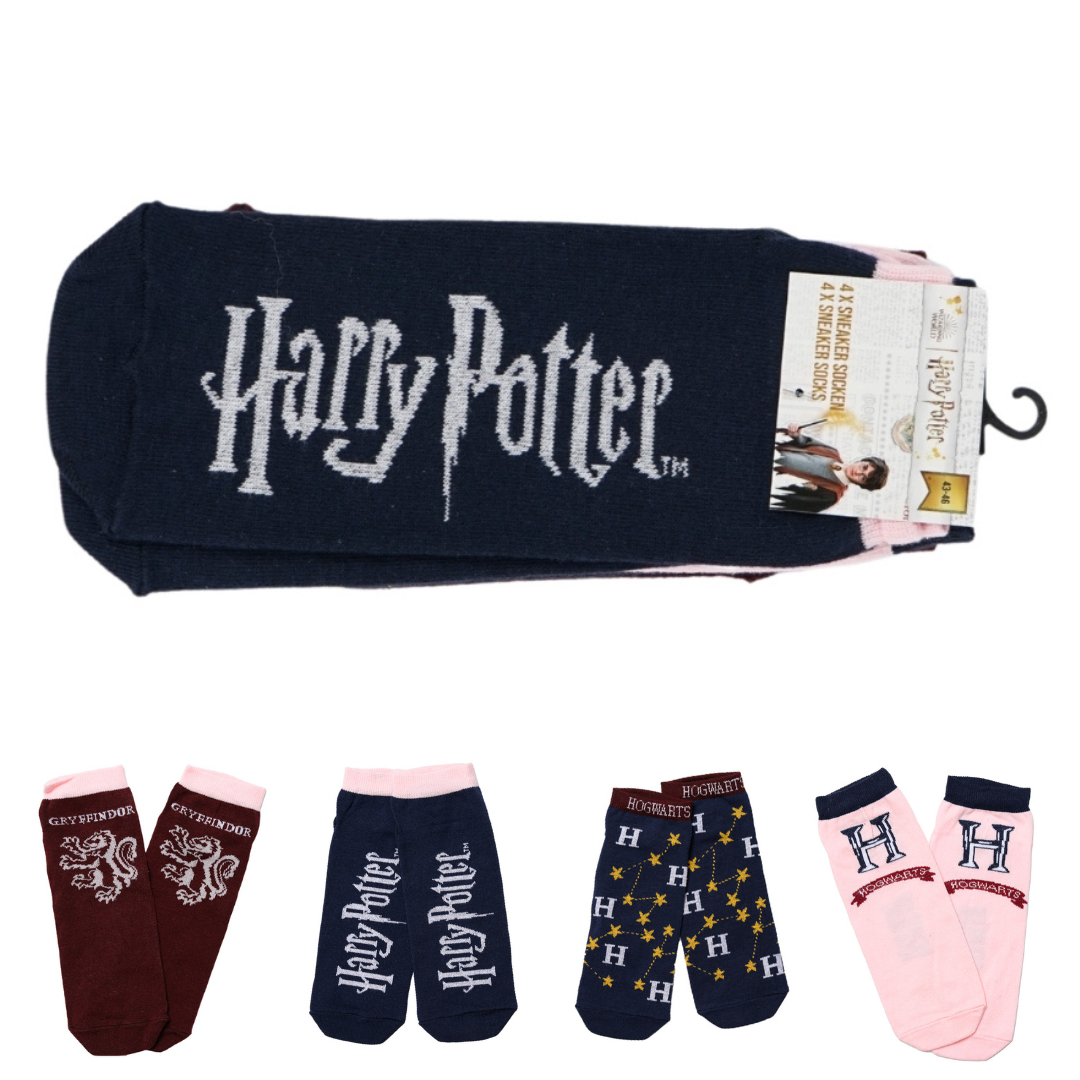 Ponožky HOGWARTS modro-růžové, 4 páry - různé velikosti Velikost: 35 - 38