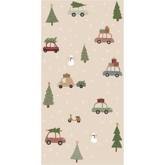 IB Laursen Servírovací ubrousky CARS AND CHRISTMAS TREES 40x40 cm, 16 ks