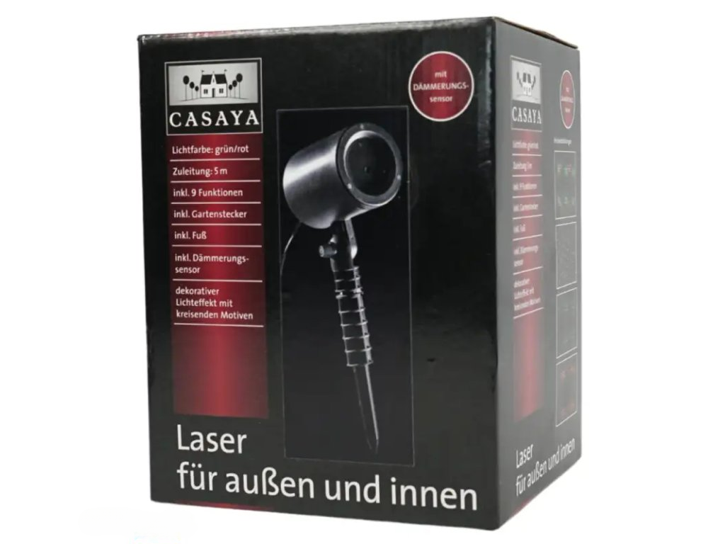 LED laserový projektor s rotačním efektem LUMINEO 9 funkcí, černý