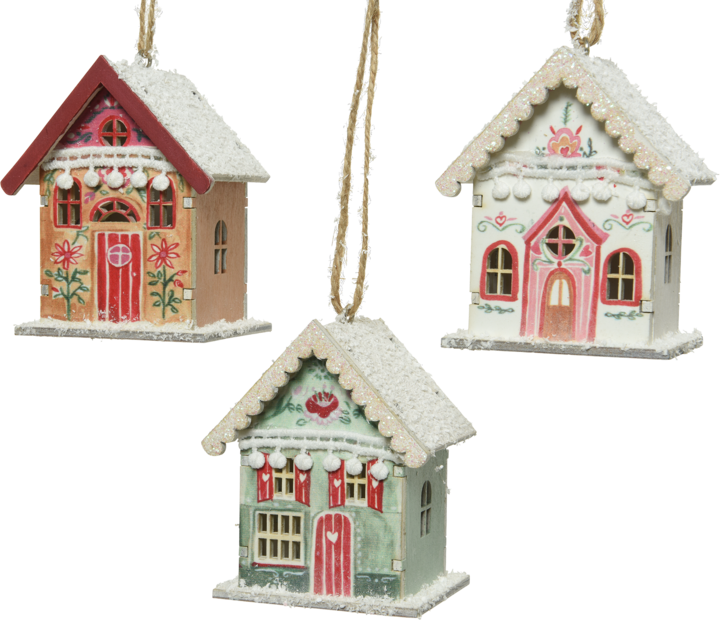 Závěsný vánoční domeček CHRISTMAS HOUSE dřevěný - více variant