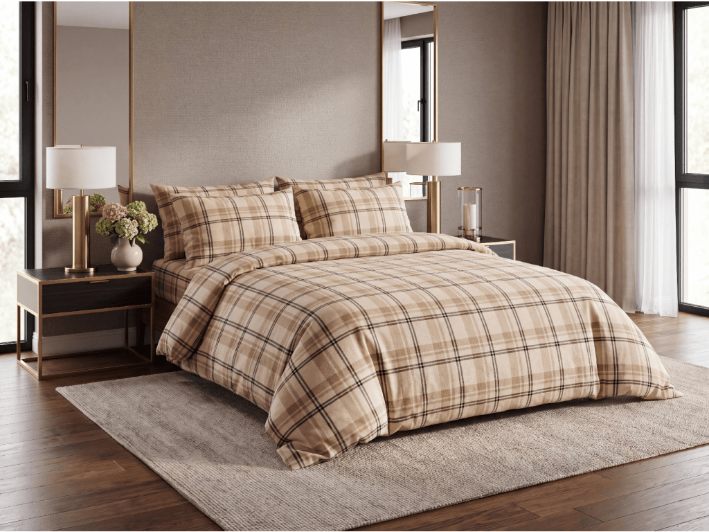 Mikroplyšové povlečení PLAID krémové Rozměr povlečení: 2 ks 70 x 90 cm | 200 x 220 cm (obrázek 9)