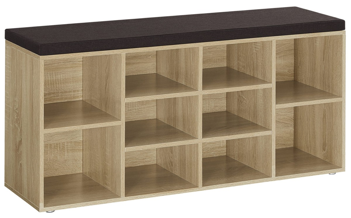 Botník s lavicí a hnědým sedákem WESO SONOMA 104x30x48 cm, 39x36 cm, kuchyňský podsedák na židli