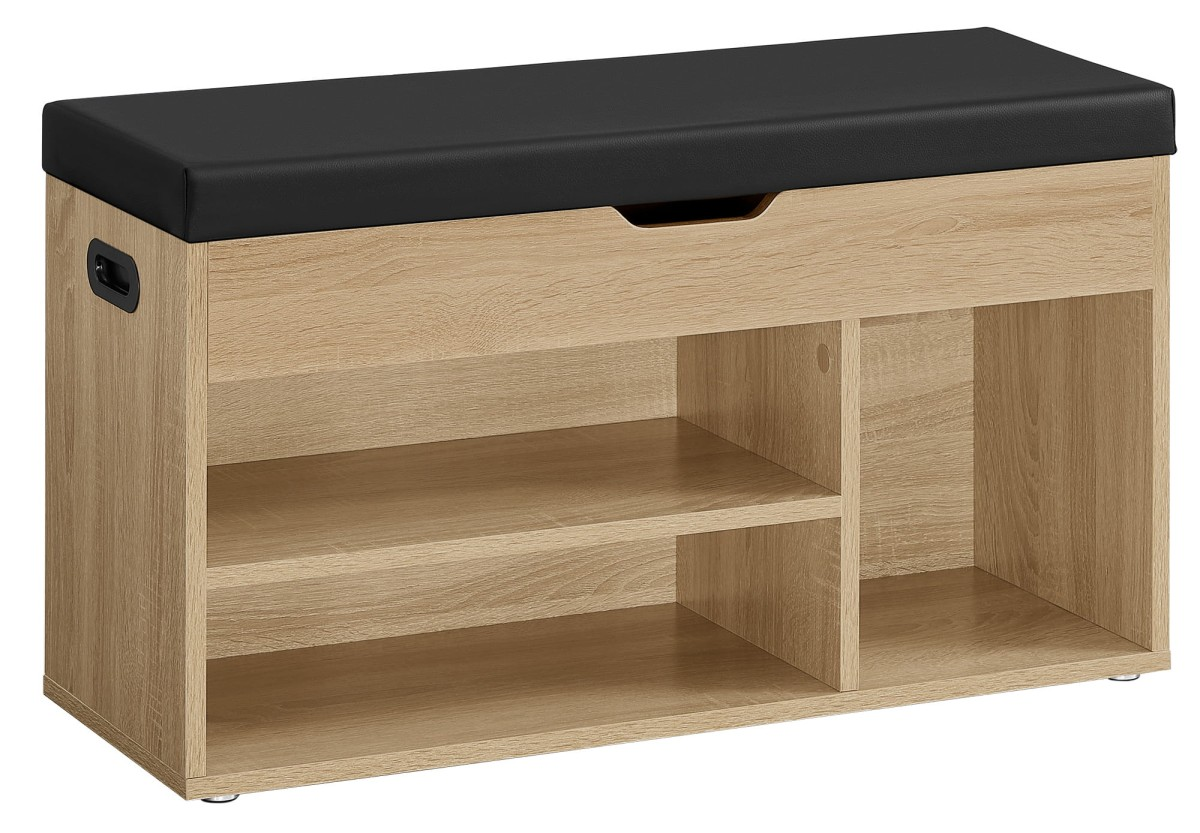 Botník s lavicí a černým sedákem z eko kůže WESO SONOMA 80x30x44 cm, 39x36 cm, kuchyňský podsedák na židli
