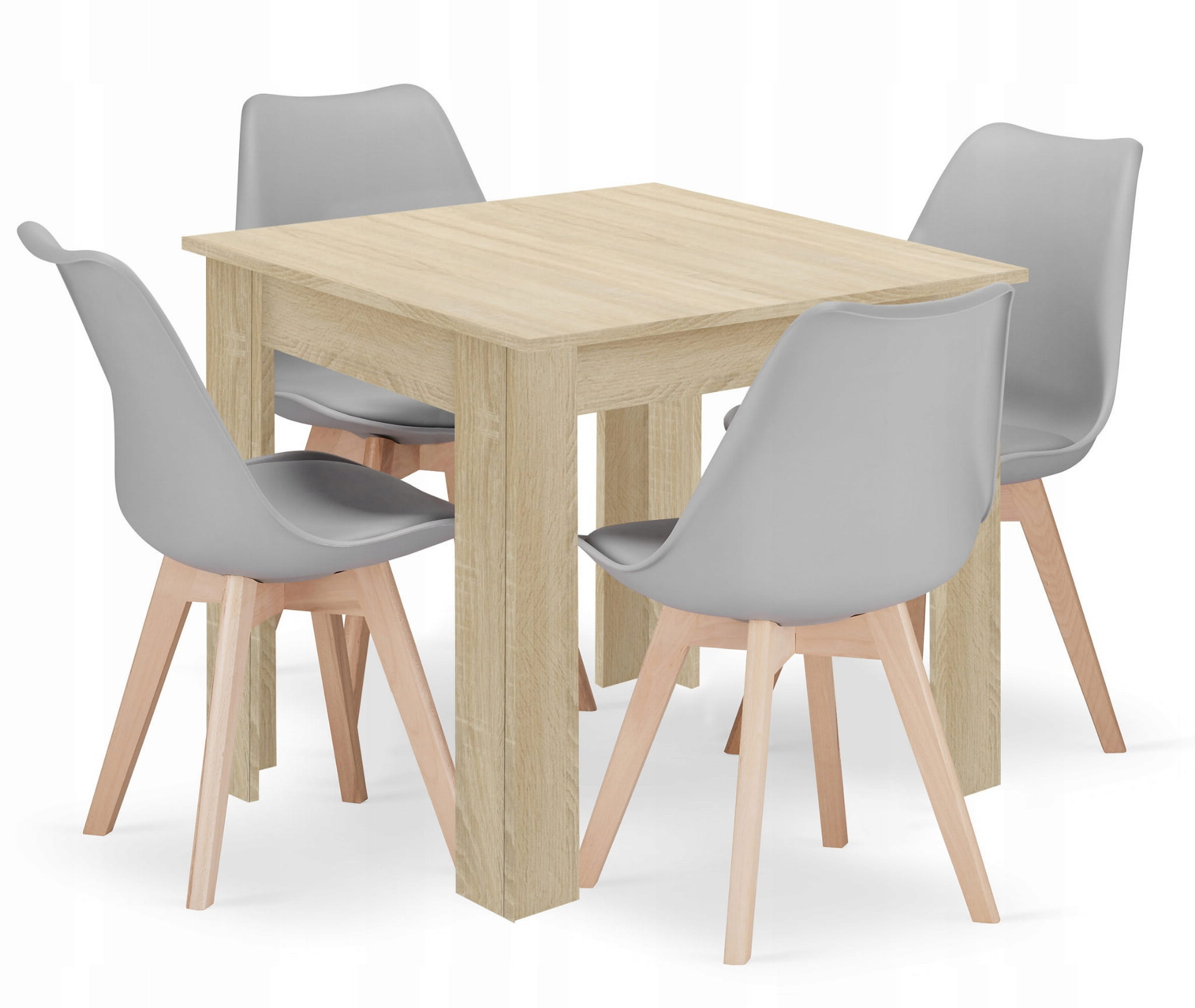 Jídelní set 1 + 4, stůl MADO 80x80cm dub sonoma + židle BALI MARK šedá