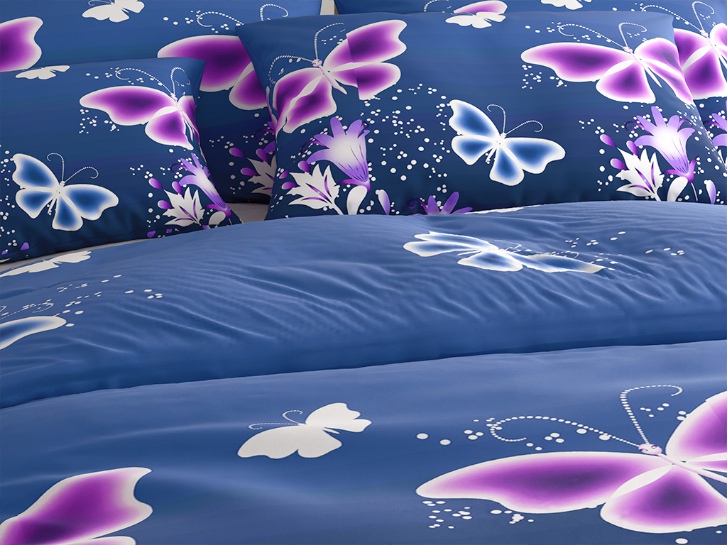 Povlečení z mikrovlákna VIOLET BUTTERFLY tmavě modré Rozměr povlečení: 70 x 90 cm | 140 x 200 cm (obrázek 6)