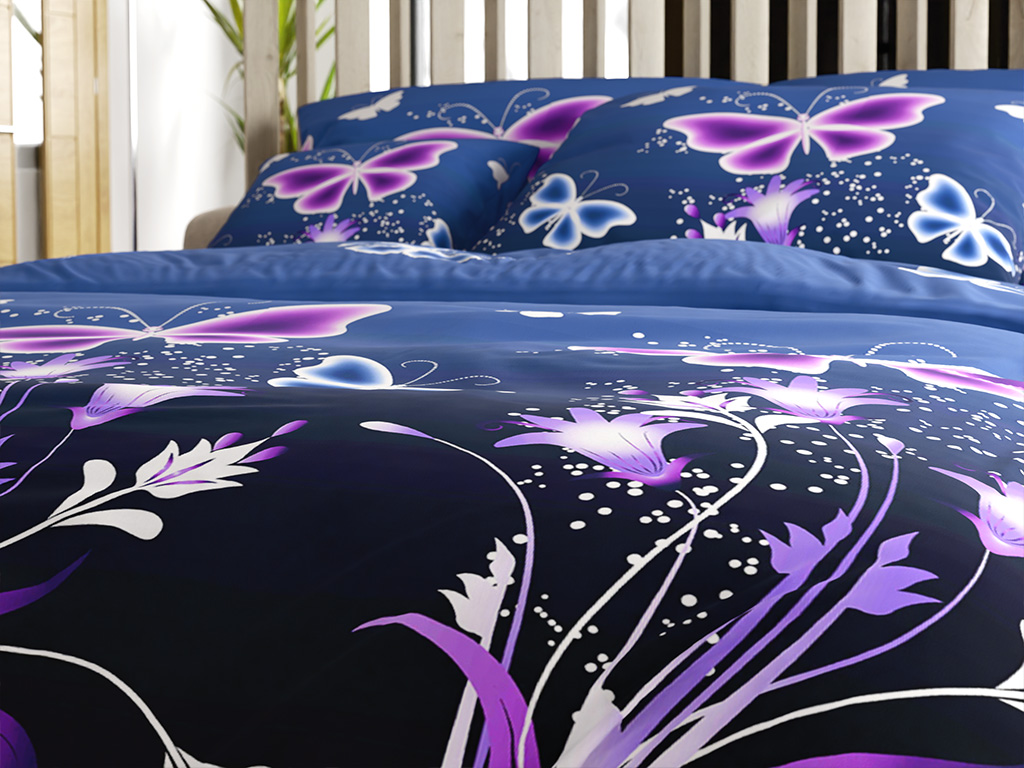 Povlečení z mikrovlákna VIOLET BUTTERFLY tmavě modré Rozměr povlečení: 70 x 90 cm | 140 x 200 cm (obrázek 5)