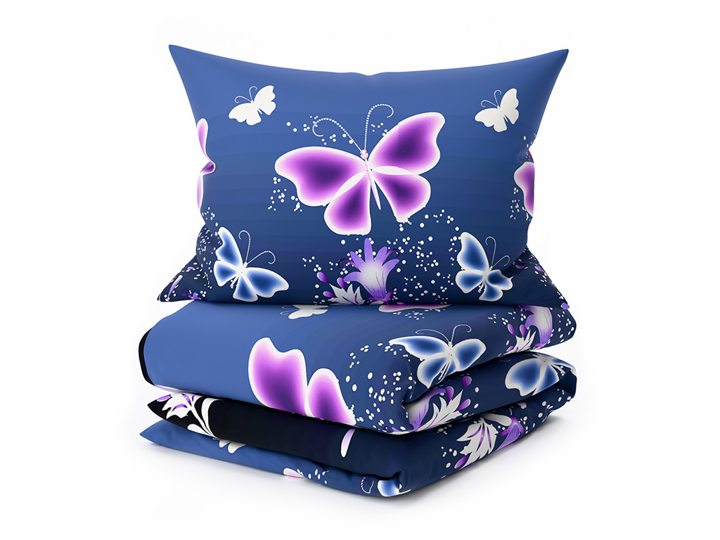 Povlečení z mikrovlákna VIOLET BUTTERFLY tmavě modré Rozměr povlečení: 70 x 90 cm | 140 x 200 cm (obrázek 3)